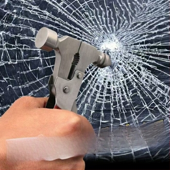 Automobilski sigurnosni čekić — višenamjenski hitni alat s lomiteljem prozora; Materijal: 420 čelik, Težina: 386 g