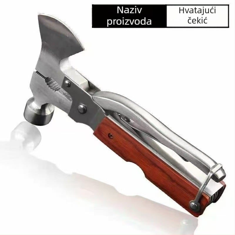 Automobilski sigurnosni čekić — višenamjenski hitni alat s lomiteljem prozora; Materijal: 420 čelik, Težina: 386 g