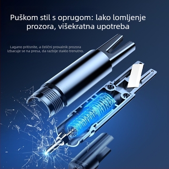 Alat za razbijanje prozora automobila, mini hitni višefunkcionalni auto alat, jednosatni bijeg, otporan na eksploziju, aluminij + ABS, 91,5 g, prilagodljiv