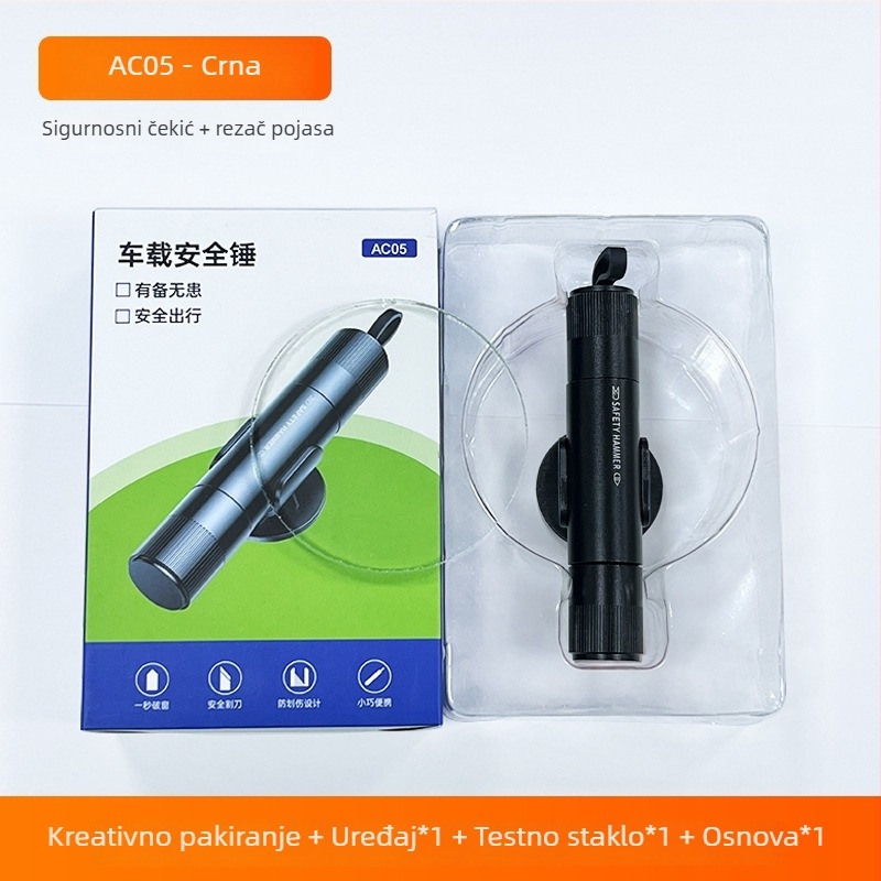 Alat za razbijanje prozora automobila, mini hitni višefunkcionalni auto alat, jednosatni bijeg, otporan na eksploziju, aluminij + ABS, 91,5 g, prilagodljiv