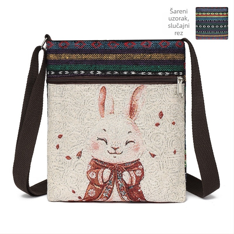 Mala ženska crossbody torba, platnena tkanina, kineski stil, slatka i svestrana torba preko ramena za telefon, inspirirano Miao
