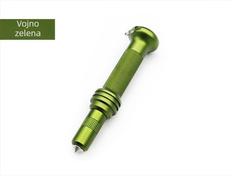 Prijenosni razbijač prozora automobila s wolfram čeličnom iglom za paljenje, višenamjenski sigurnosni čekić, kućište od avionskog aluminijskog legura, težina 67 g, mogućnost prilagodbe