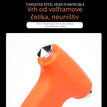 Auto sigurnosni čekić za staklo s volframovom glavom, 60 g, alarm, višenamjenski prijenosni alat za evakuaciju