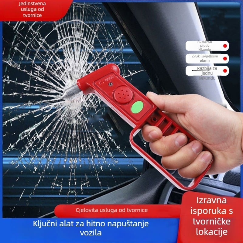 Auto sigurnosni čekić za staklo s volframovom glavom, 60 g, alarm, višenamjenski prijenosni alat za evakuaciju