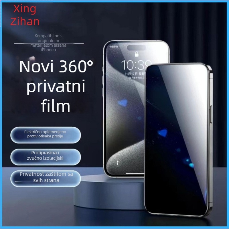 Zaštitnik zaslona od kaljenog stakla za iPhone 14 Pro Max - Anti-Peep, cjelovito pokriće, otporno na pad