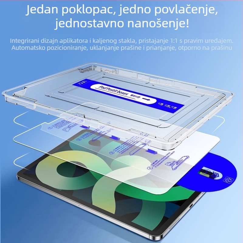 HD kaljeno staklo zaštitno za iPad Air 8, iPad Pro 10. generacije i Mini 8 uz kutiju za bezprašno postavljanje