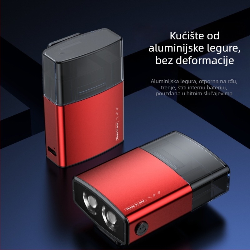 Automobilski hitni alat 3-u-1: razbijač prozora, svjetlo za hitne slučajeve i nož za rezanje; aluminijska legura + PC; težina 72 g