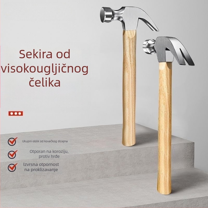 Čekić s kandžom, glava od sirove čelika, 0.35 kg, serija kratke drške, za kućnu upotrebu, građevinarstvo i vanjsku primjenu