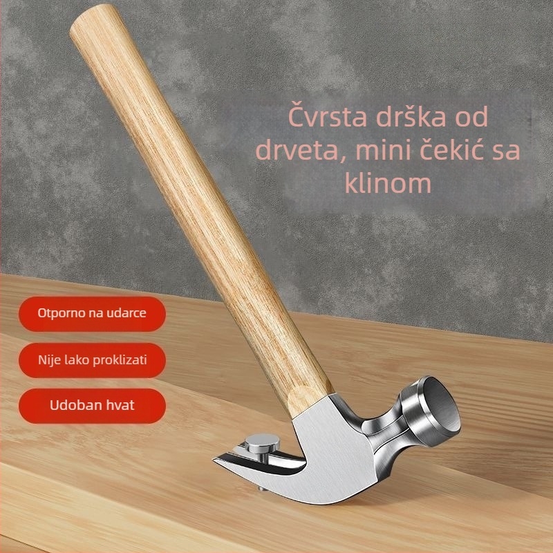 Čekić s kandžom, glava od sirove čelika, 0.35 kg, serija kratke drške, za kućnu upotrebu, građevinarstvo i vanjsku primjenu