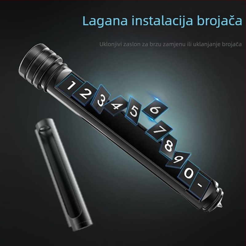 Metalni automobilni alat: skriveni rezač i sigurnosni čekić, privremena parkirna pločica, model HMPL-003-03, mogućnost tiska logotipa