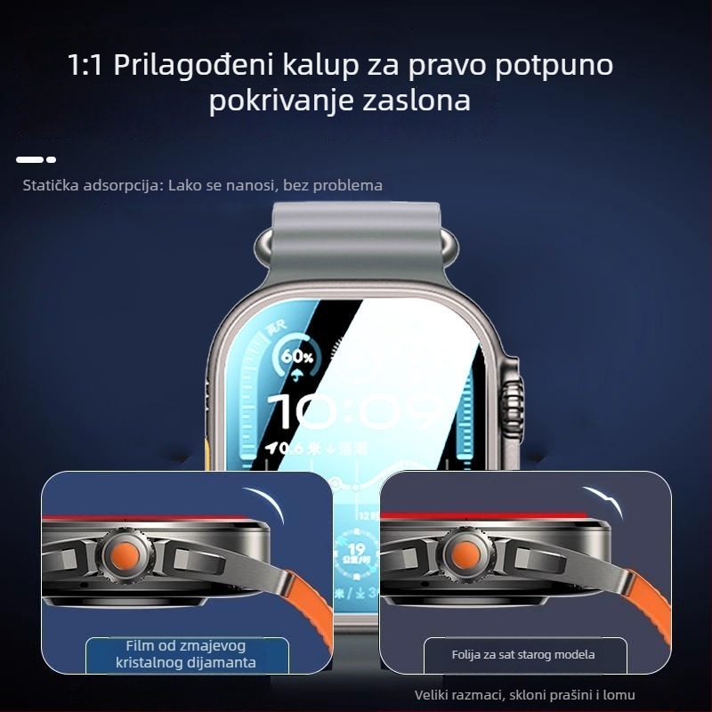 Kaljeno staklo za Apple Watch Ultra 49 mm, precizno poravnanje, HD