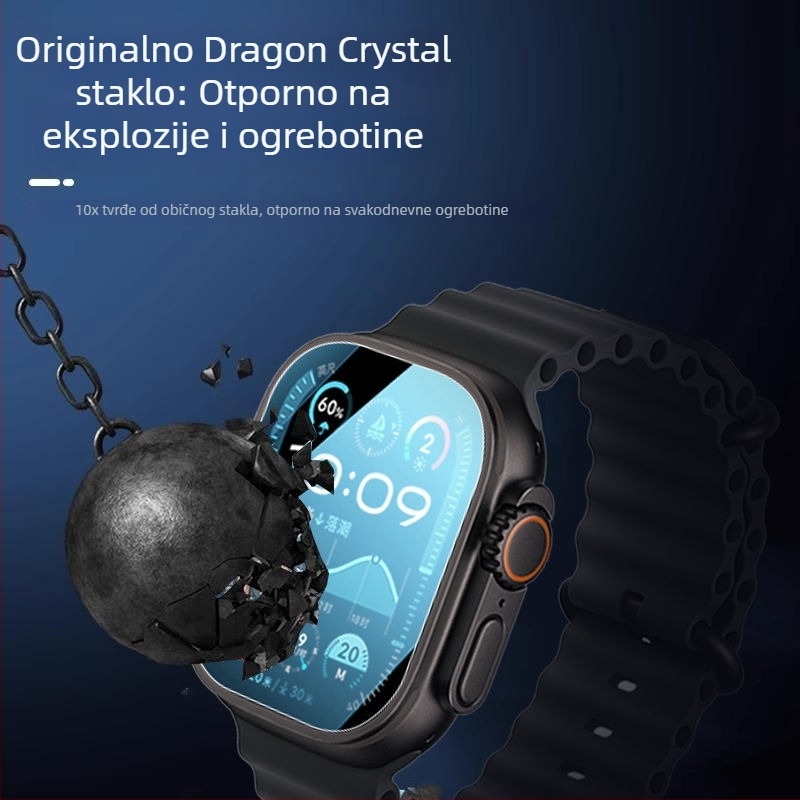 Kaljeno staklo za Apple Watch Ultra 49 mm, precizno poravnanje, HD