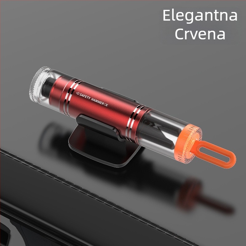 Automobilski sigurnosni čekić za razbijanje prozora, dvostruko funkcionalan kompaktni spašavajući alat, 88 g, visokougljična čelika + aluminijska legura