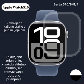 Kaljeno staklo zaštitnik zaslona za Apple Watch S10, zakrivljena površina, s potpuno ljepilom