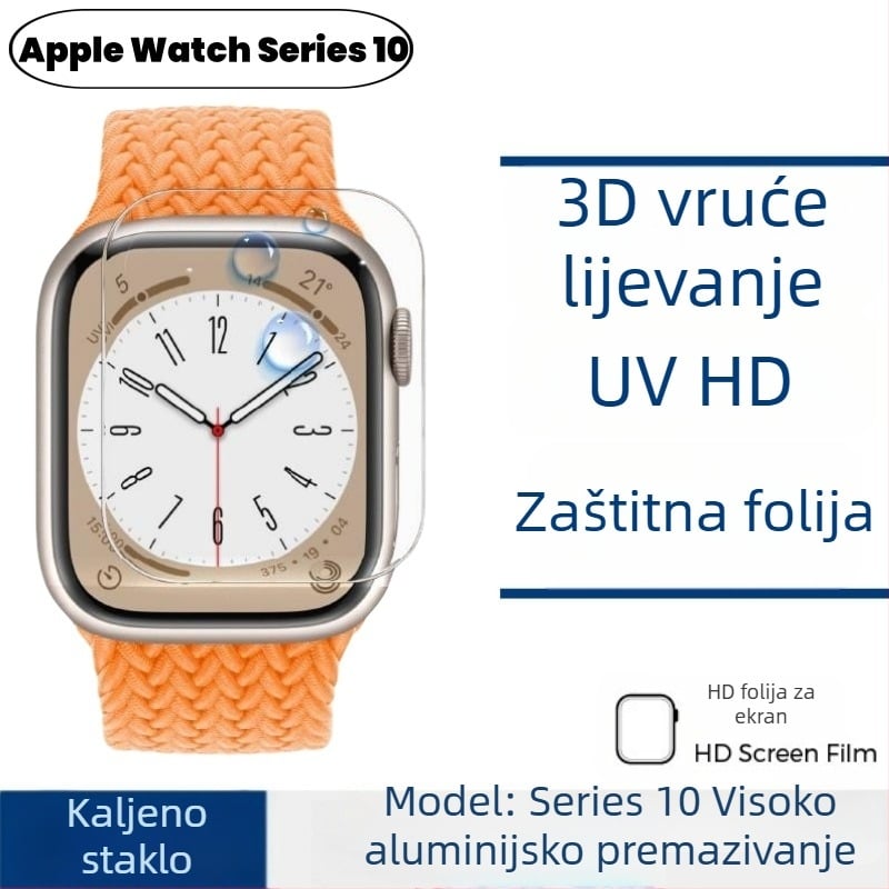 Staklena zaštita zaslona za Apple Watch S10, zakrivljena površina, prednje staklo, HD, prašini otporna, otpornost na padove