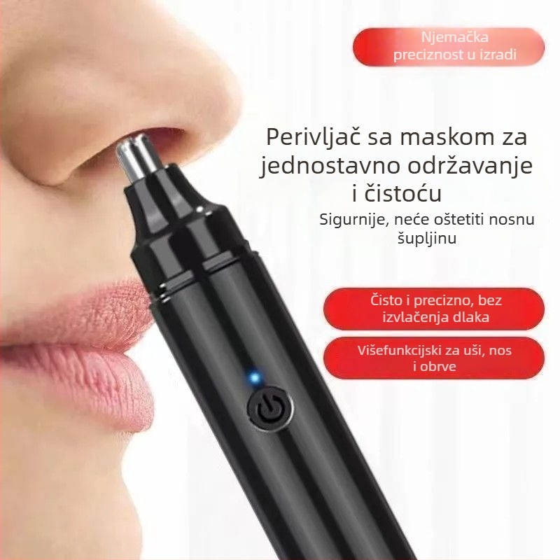 Električni trimer za nosne dlačice, plastično kućište, napajanje iz mreže, nije perivo, bez baterije