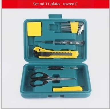 Kućni set alata – 11- ili 12-dijelni set od legiranog čelika sa čekićem, kliještima, odvijačima i ključevima – 0,5 kg