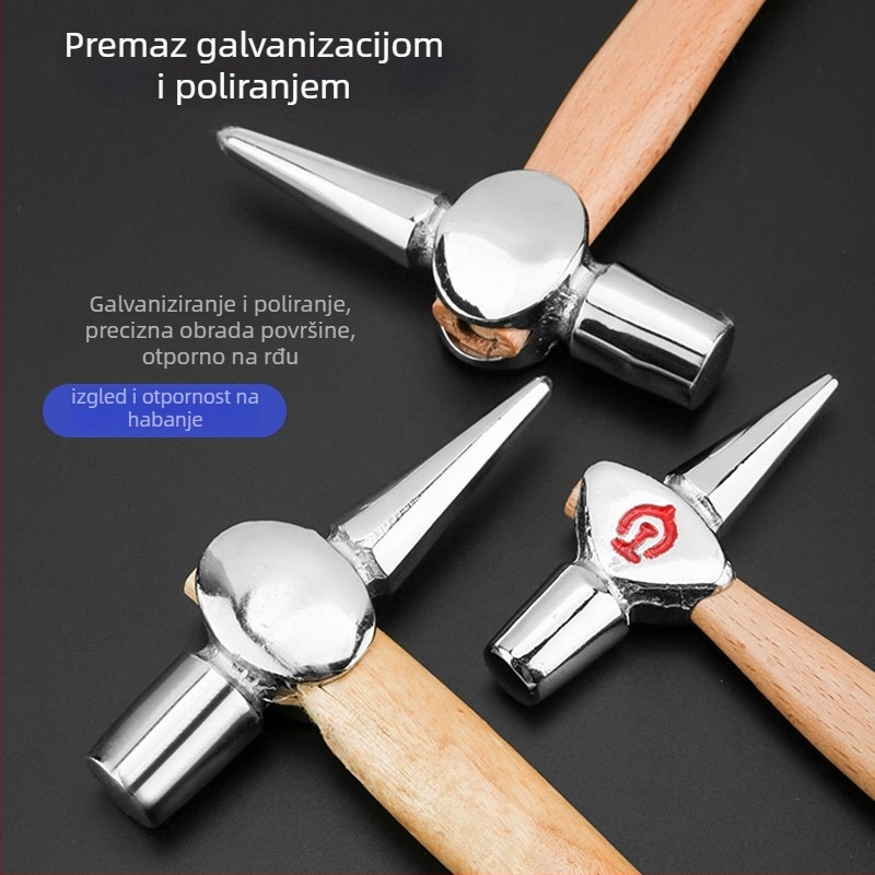 Inspekcijski čekić za željeznicu s drvenom drškom; glava od visoko ugljičnog čelika; drvena drška; namijenjen za inspekciju željezničkih sustava i kotlova; težina 0,24–0,6 kg