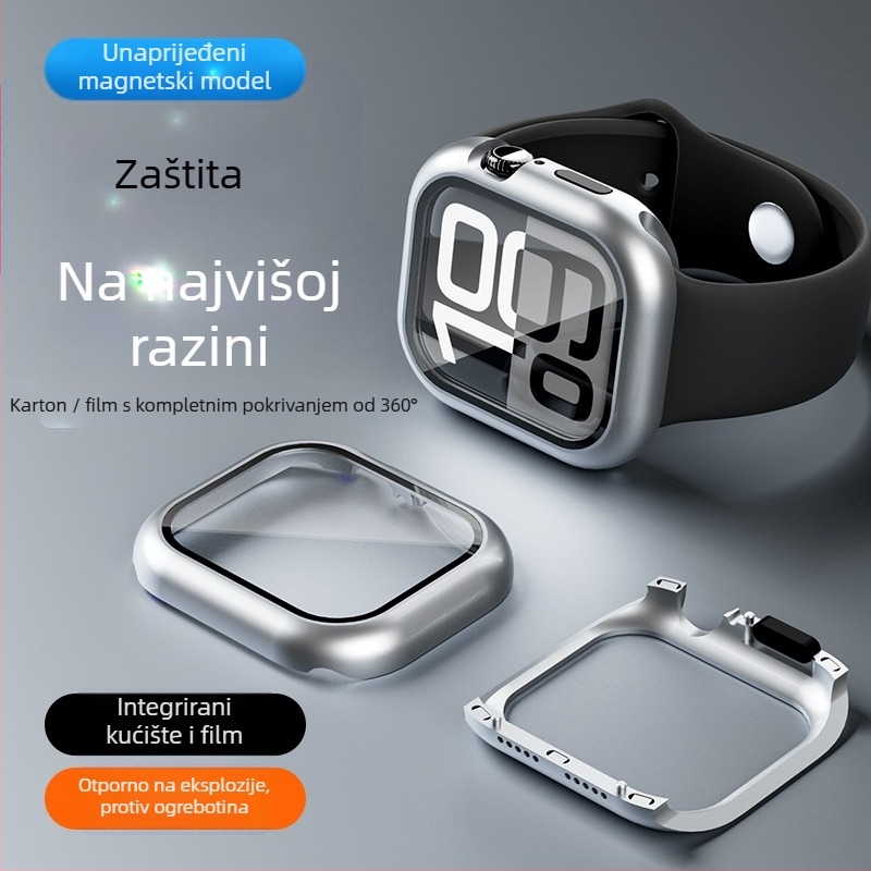 ELEMENTBOX magnetska zaštitna kutija za Apple Watch S10 s integriranim kaljenim staklom, metalna konstrukcija