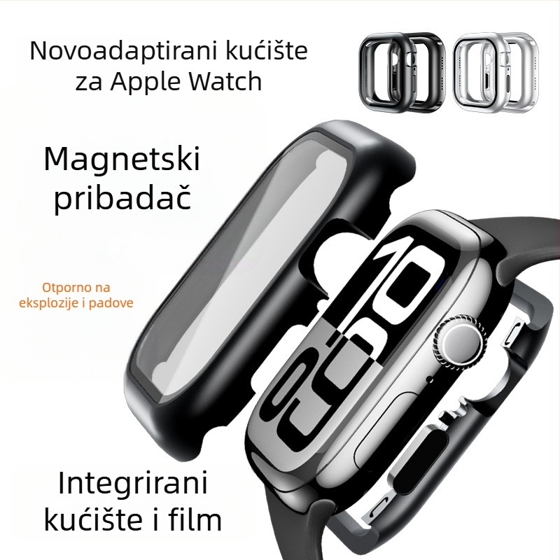 ELEMENTBOX magnetska zaštitna kutija za Apple Watch S10 s integriranim kaljenim staklom, metalna konstrukcija