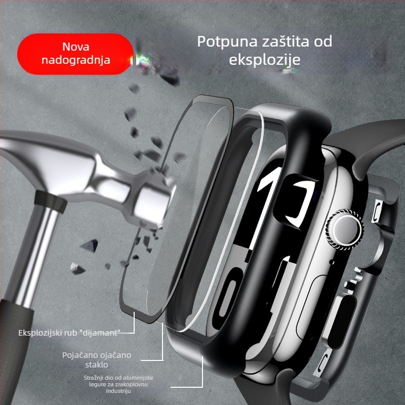 ELEMENTBOX magnetska zaštitna kutija za Apple Watch S10 s integriranim kaljenim staklom, metalna konstrukcija