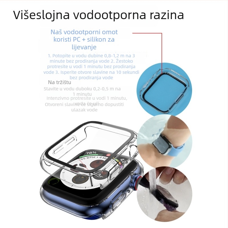Zaštitna maska za Apple Watch Series 11 – vodootporna, integrirana zaštitna folija, PC+staklo, 9H
