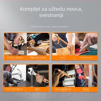 Junwei 82-djelni set alata za kućanstvo — ručni popravci, visoko ugljična čelika