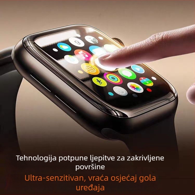 Zakrivljeni zaštitni kaljeno staklo za Apple Watch — potpuno ljepilo, HD jasnoća, otpornost na prašinu, otisci prstiju otporan, otporan na padove