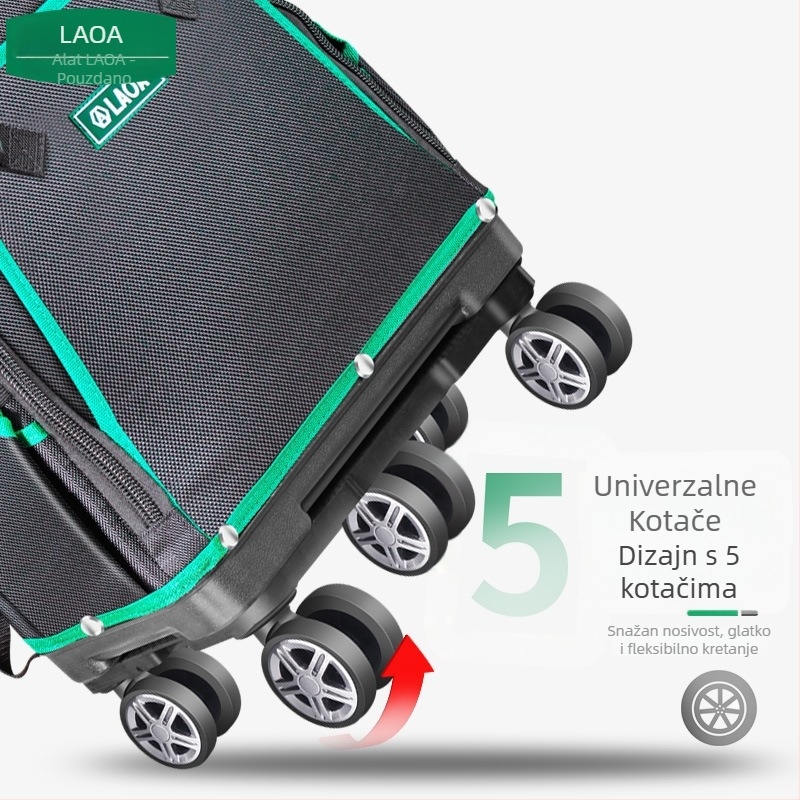 Toolbag na kotačićima od Oxford platna i kanvasa, s dvostrukim naramenicama, za električara i održavanje, model LA210901