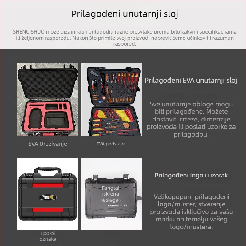 PP plastična kutija za alate, prenosna, zatvorena, otporna na udarce, za skladištenje alata i instrumenata