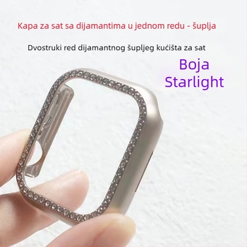 Maska za Apple Watch Series 11 — šuplji okvir s jednim dijamantom, kompatibilno s S10, materijal PC