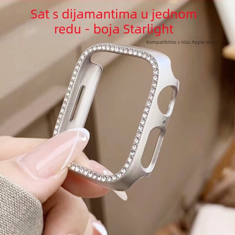 Maska za Apple Watch Series 11 — šuplji okvir s jednim dijamantom, kompatibilno s S10, materijal PC