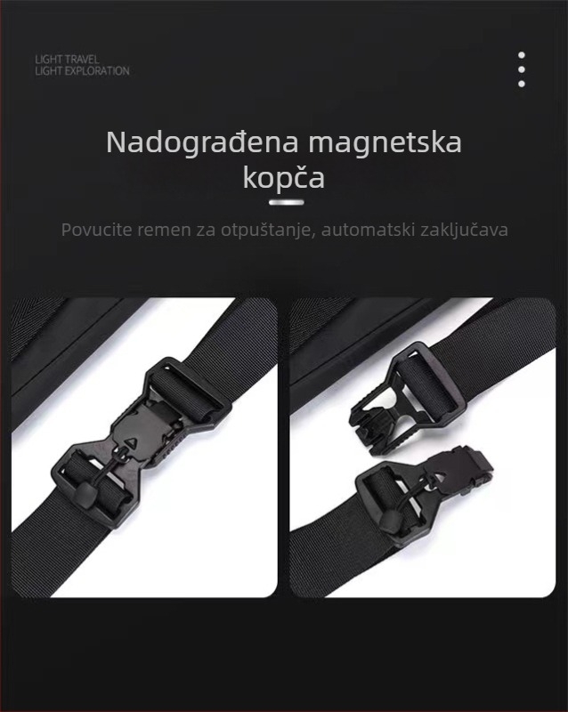 Muška torba za prsa – ulični stil, PU materijal, vodootporna, zaštita od krađe, proširiva, 11-inčni prijenosnik