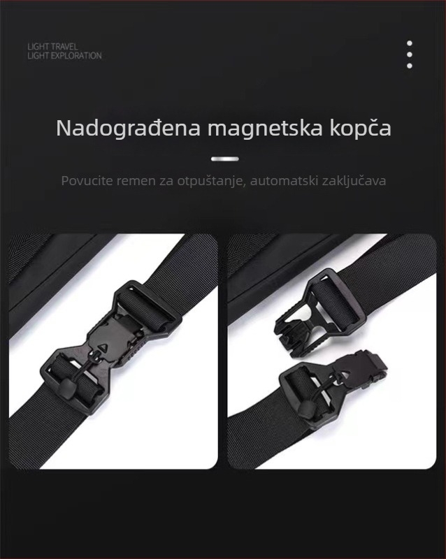 Muška torba za prsa – ulični stil, PU materijal, vodootporna, zaštita od krađe, proširiva, 11-inčni prijenosnik