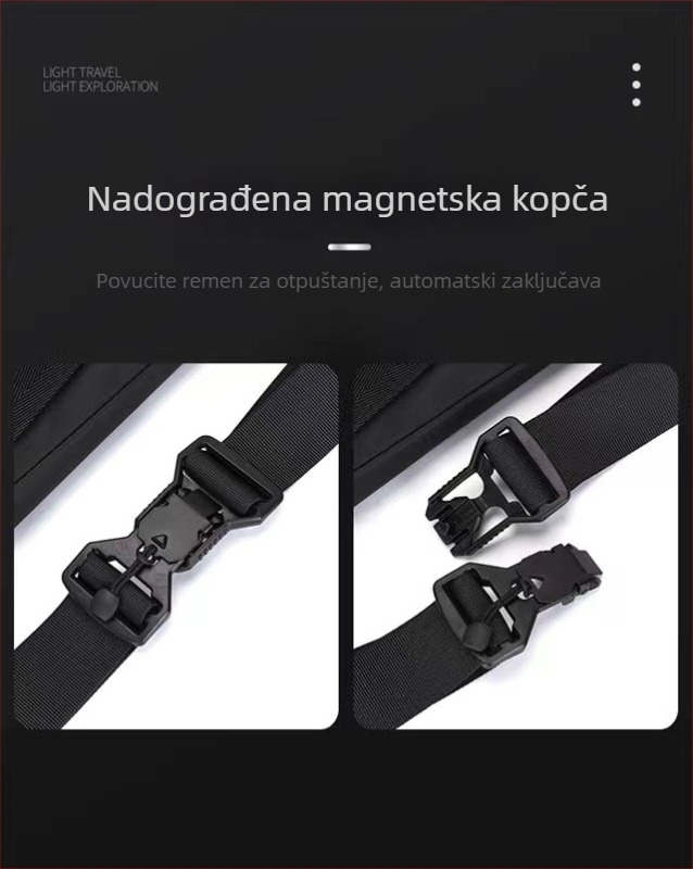 Muška torba za prsa – ulični stil, PU materijal, vodootporna, zaštita od krađe, proširiva, 11-inčni prijenosnik
