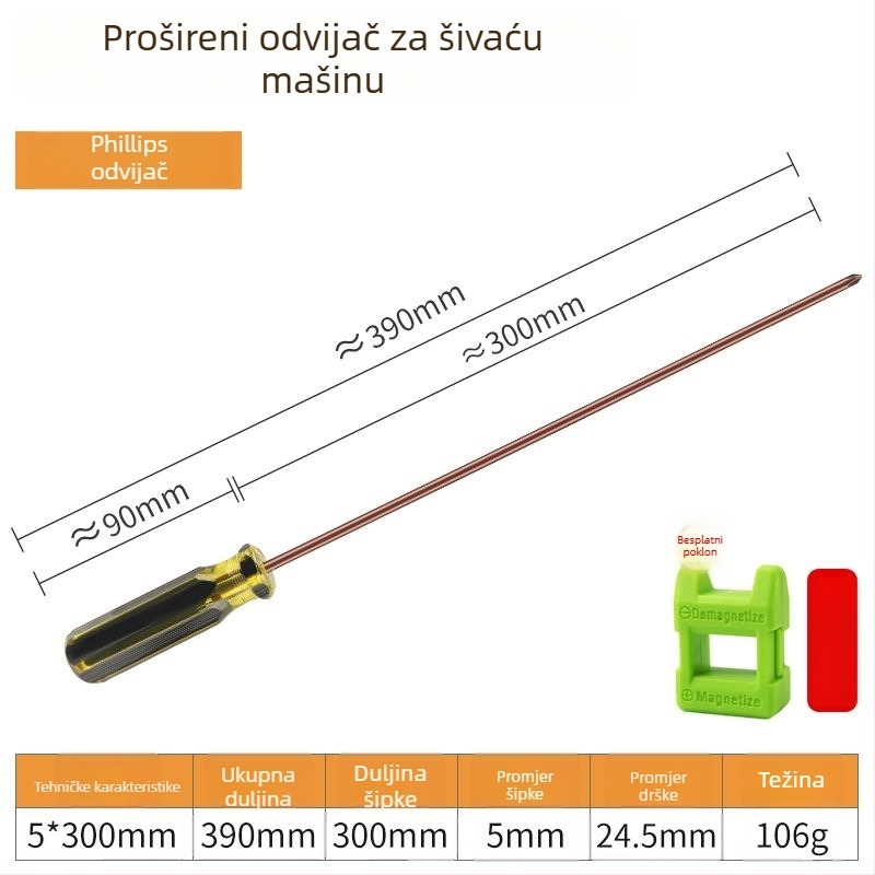 Set odvijača za šivaći stroj: ravne i križne glave, magnetski produžni štap, za popravak računala