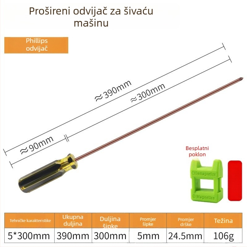 Set odvijača za šivaći stroj: ravne i križne glave, magnetski produžni štap, za popravak računala