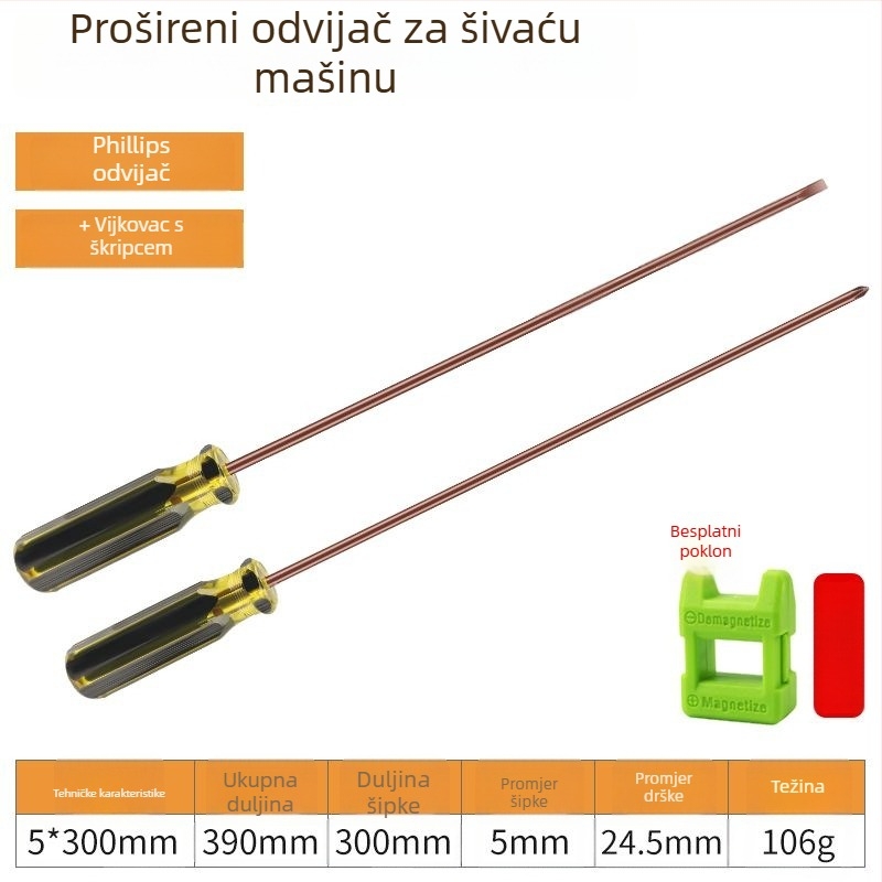 Set odvijača za šivaći stroj: ravne i križne glave, magnetski produžni štap, za popravak računala