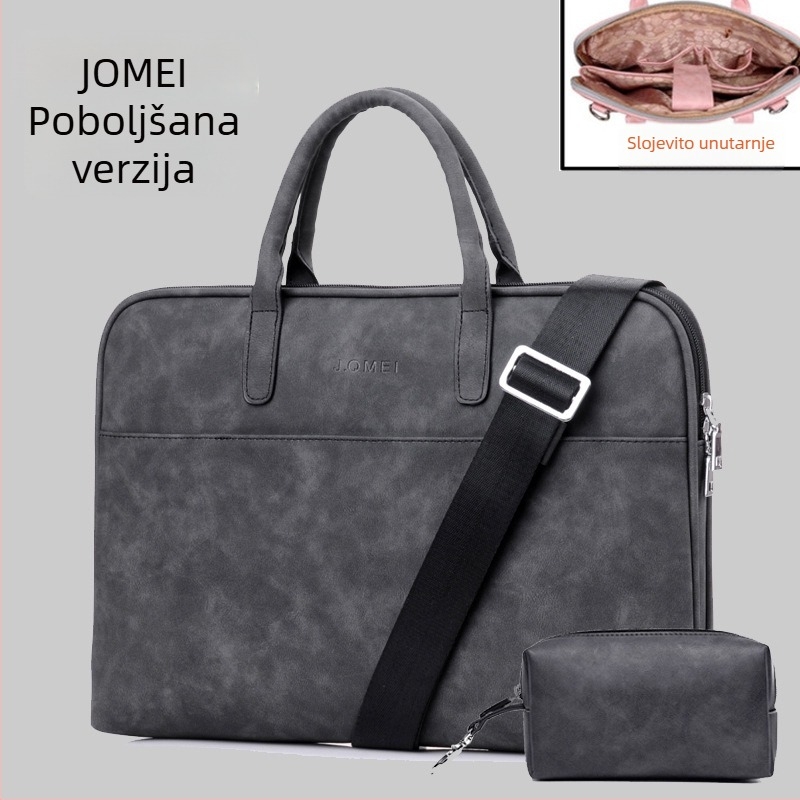 PU kožna torba preko ramena za prijenosno računalo - vodootporna, otporna na habanje, otporna na udarce, dizajn za olakšanje tereta, gradski minimalistički stil