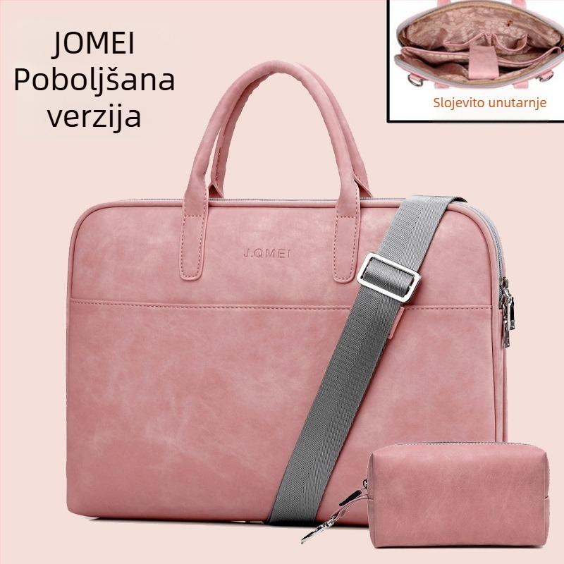 PU kožna torba preko ramena za prijenosno računalo - vodootporna, otporna na habanje, otporna na udarce, dizajn za olakšanje tereta, gradski minimalistički stil