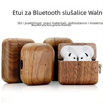 Kućište za slušalice od orahova drveta za AirPods Pro 2/4 – Potpuno pokrivanje, Ručno izrađeno, Kompatibilno s Apple