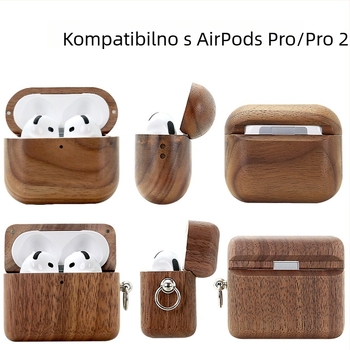 Kućište za slušalice od orahova drveta za AirPods Pro 2/4 – Potpuno pokrivanje, Ručno izrađeno, Kompatibilno s Apple