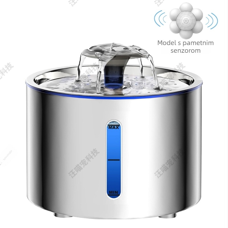 Nehrđajući čelični fontan za vodu za kućne ljubimce sa filtracijom, odvojiva, pogodna za mačke i pse, bez aplikacije