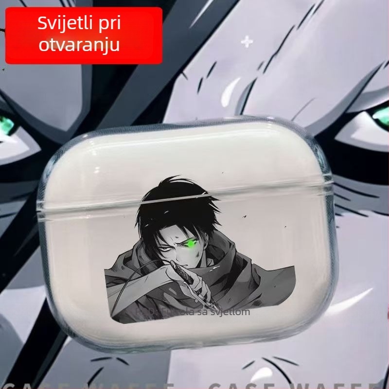 Kućište za AirPods Pro 2 s Levi Ackermanom – Attack on Titan, crtani dizajn, TPU