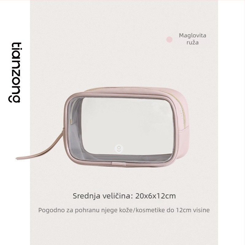 PU torbica za kozmetiku, kubičnog oblika, prozirna, vodootporna, za putovanja, višenamjenska