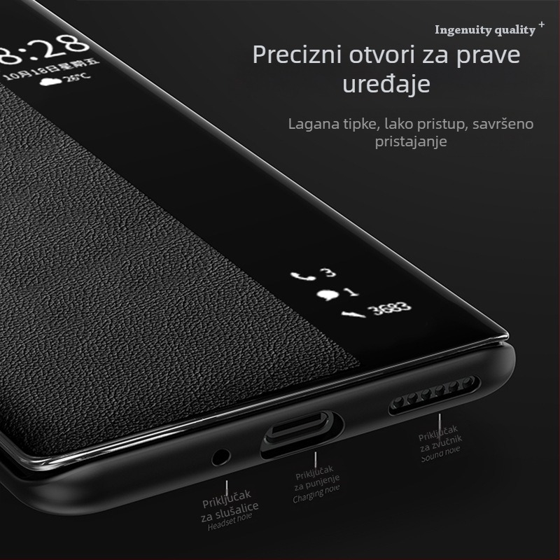 Kožna flip futrola za Huawei – umjetna koža, injekcijsko oblikovanje, otpornost na pad, anti-klizanje, poslovni stil
