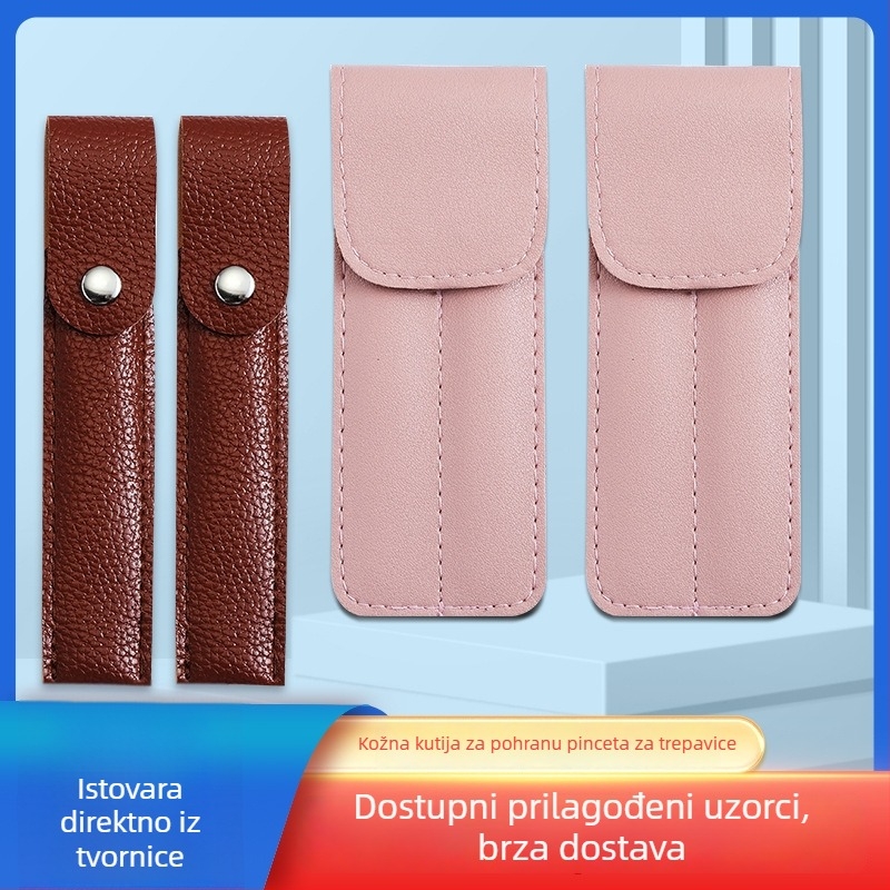 Torba za pincetu s PU kožnim poklopcem za kozmetičke alate, plastični/živčasti materijal, zaštitni poklopci za jednostruke i dvostruke pincete