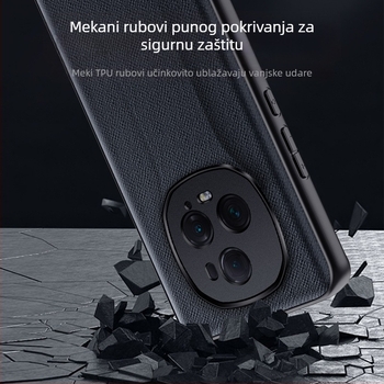 Etui za Honor Magic5 Ultimate Edition s križnim uzorkom, otporno na padove, ultra-tanki kožni etui