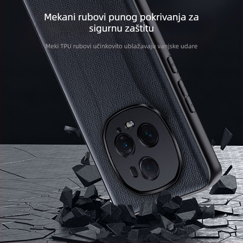 Etui za Honor Magic5 Ultimate Edition s križnim uzorkom, otporno na padove, ultra-tanki kožni etui