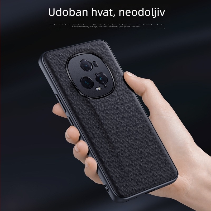 Etui za Honor Magic5 Ultimate Edition s križnim uzorkom, otporno na padove, ultra-tanki kožni etui